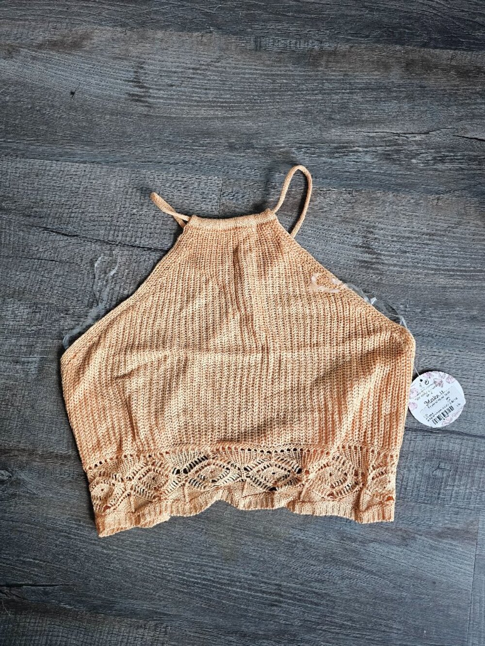 NWT Jolie & Joy Francesca's Yellow Knit Halter Crop Top Size L